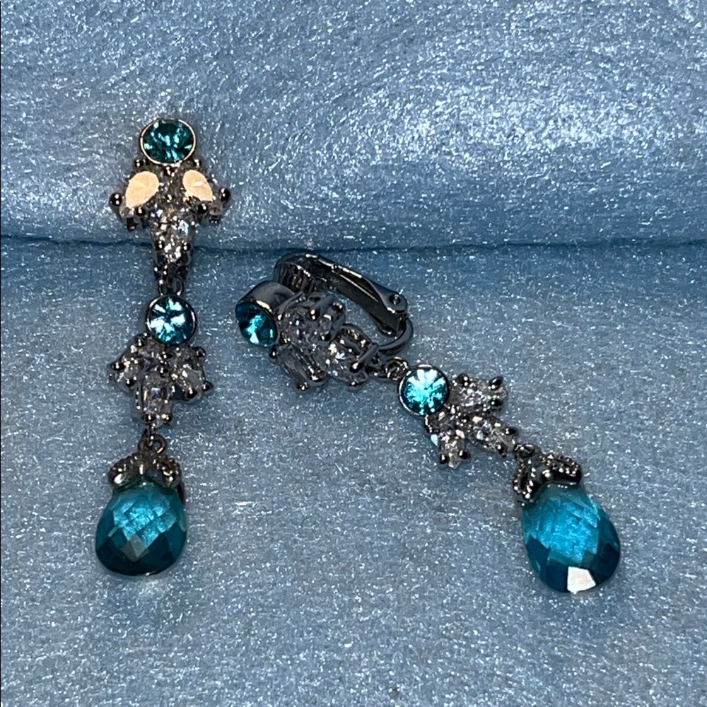 Elegant Blue and Silver Drop Earrings